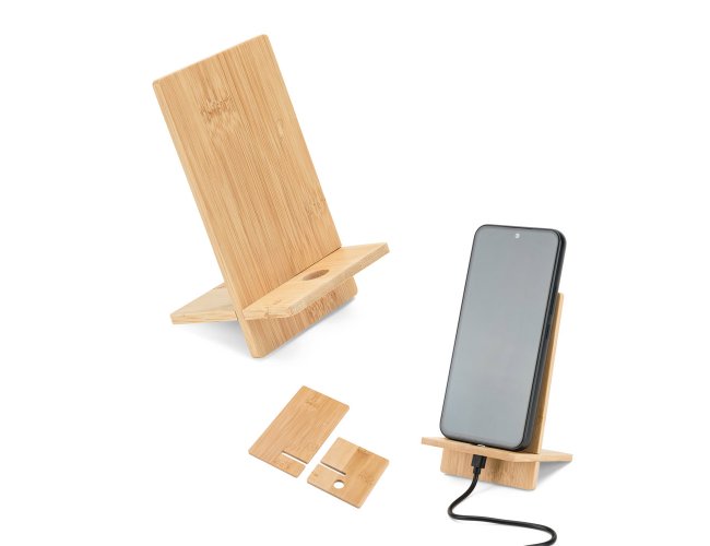 Suporte para celular em bambu, desmont�vel em duas partes
